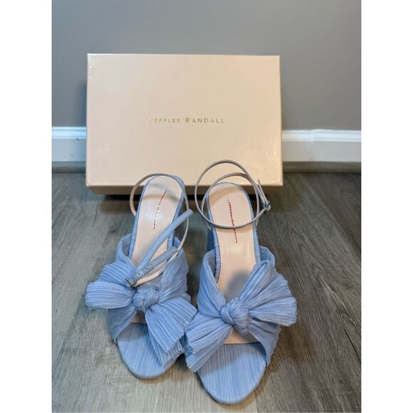 Loeffler Randall Camellia Blue Pleated Bow Heel Size 8 $395 - Picture 6 of 13